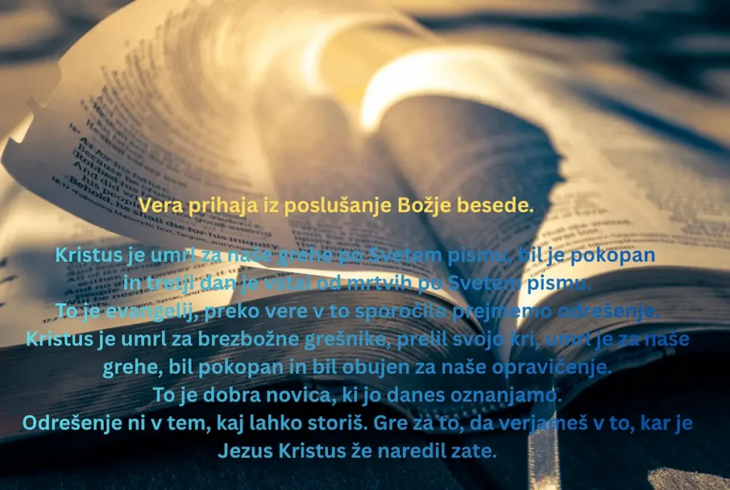 Božja Beseda: Sporočilo za Tvoje Odrešenje Božja beseda za tvoje odrešenje preko milosti po veri brez svojih del.